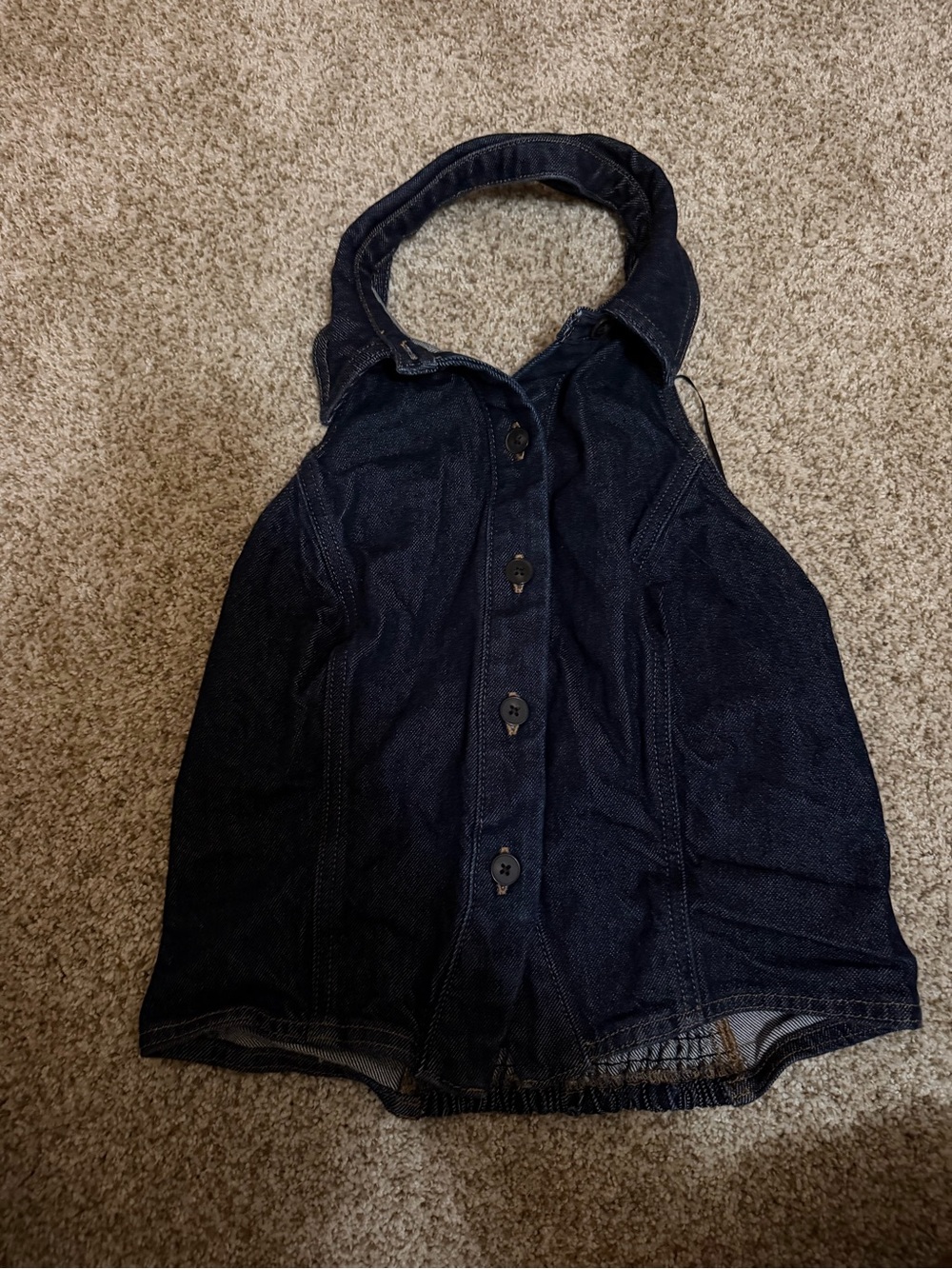 Express Dark Blue Denim Halter Tank Top